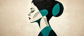 Profile of a stylised woman in colour tones by Poster Art Shop