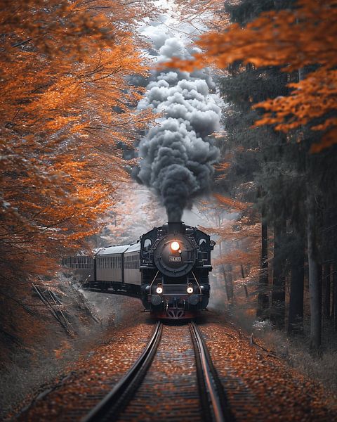 Historischer Zug im Herbstwald von fernlichtsicht