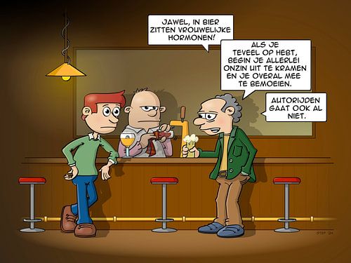 Cartoon; vrouwelijke hormonen in bier