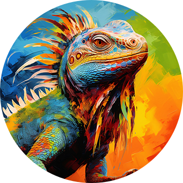 Iguana: Kleurrijk Abstract Canvas van Surreal Media