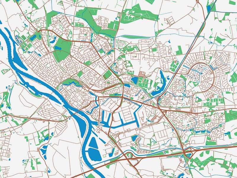 Map of Deventer in the style Urban Ivory by De Kaartenwinkel