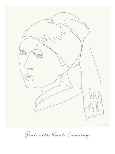 Meisje met parel in een  lijn