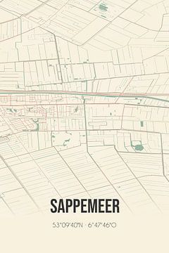 Alte Karte von Sappemeer (Groningen) von Rezona