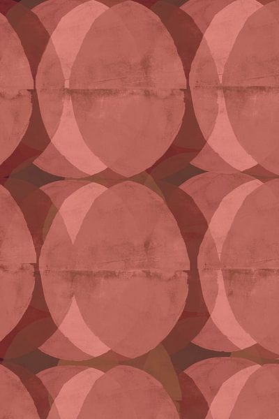 Geometrisches Retro-Muster. Kreise in Rosa Terra und Braun. von Dina Dankers