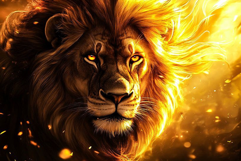 Majestueuze leeuw met gouden manen van Art & Soul Creations