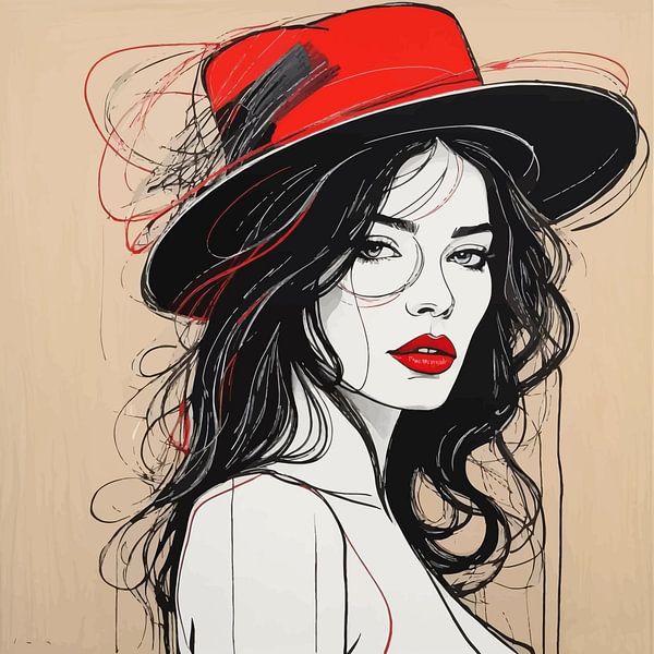 Peinture minimaliste d'un portrait de femme par MIROKKU
