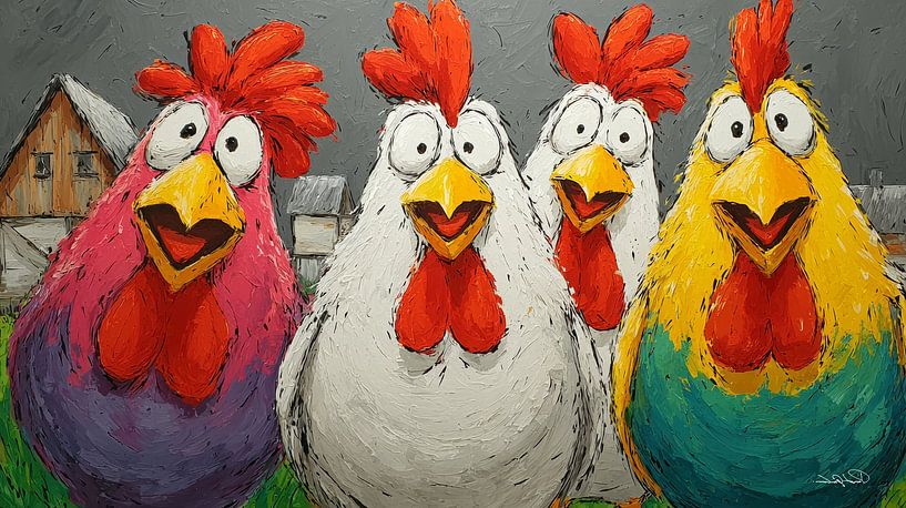 Talking / singing chickens by Gelissen Artworks