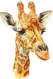Golden Giraffe in Profile by Minimal Blue