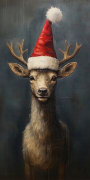 Deer with a Santa Hat On by Whale & Sons