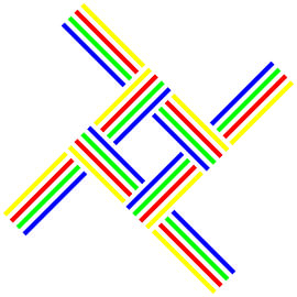 No Crossing | 4T | Broken Line | S=2 | Color=4 | RGBY | Center=Blue von Gerhard Haberern