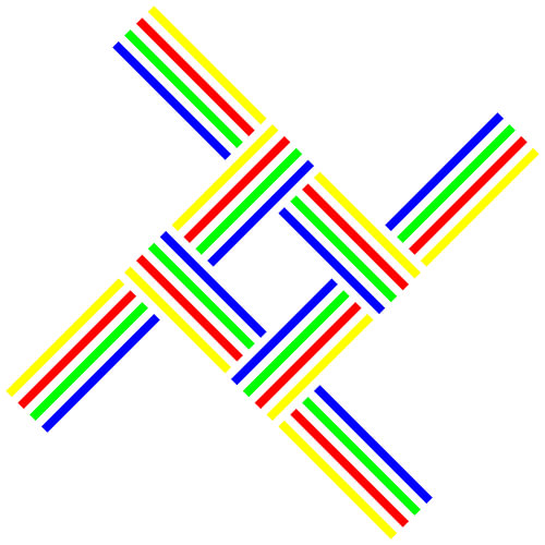 No Crossing | 4T | Broken Line | S=2 | Color=4 | RGBY | Center=Blue