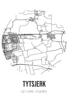 Tytsjerk (Fryslan) | Carte | Noir et blanc sur Rezona