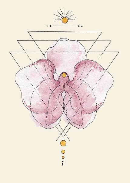 grafische orchidee, feminine focus. van Kirsten Jense Illustraties.