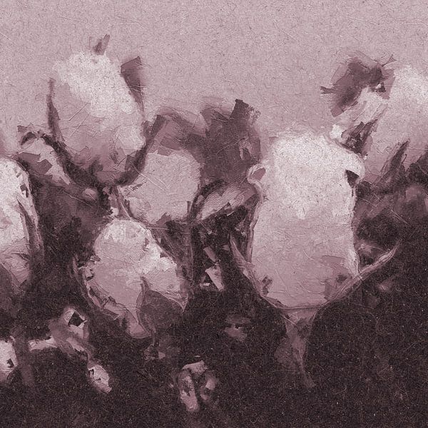 Contemporary abstract botanical art. Roses in pink and brown by Dina Dankers
