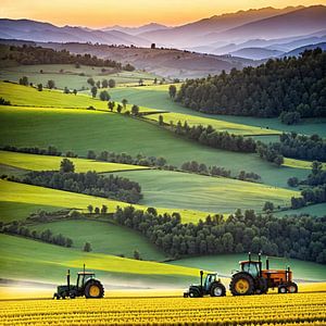 Tracteurs dans les champs