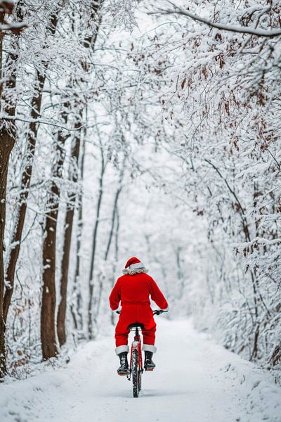 Father Christmas bike by Poster Art Shop