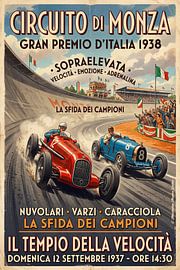 Car race at Monza in 1938 by Theodor Decker