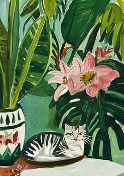 Tropical Muse With Cat