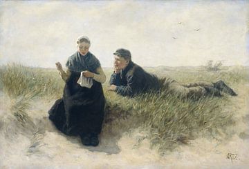 Boy and girl in the dune