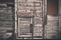 Detail oude houten spoorwagon