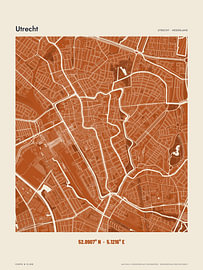 Stadtplan von Utrecht in leuchtendem Orange von Sidney van den Boogaard