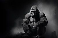 Gorilla in schwarzweiß