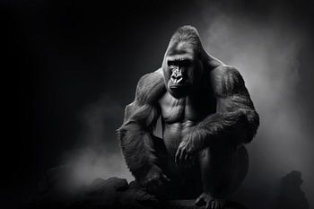 Gorilla in schwarzweiß