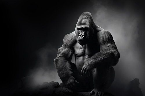 Gorilla in zwart-wit