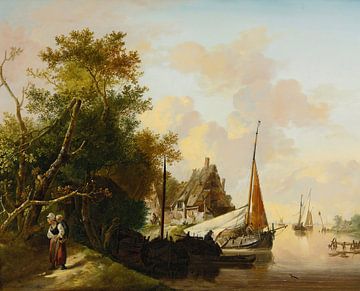 Moeder en kind bij een rivier, Jan van Os