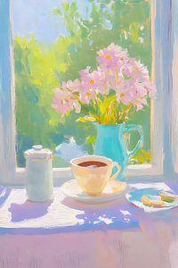Sommermorgen am Fenster - Impressionistischer Kaffeemoment