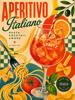 Dunkler italienischer Aperitivo im Vintage-Stil