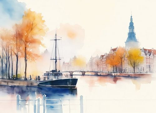 Amsterdam in Abstract waterverf