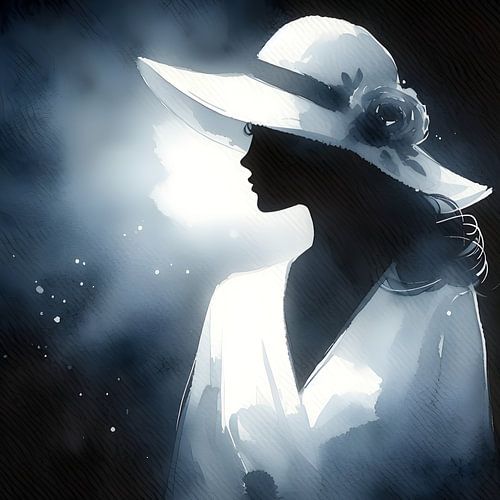 Dame à l'aquarelle blanche