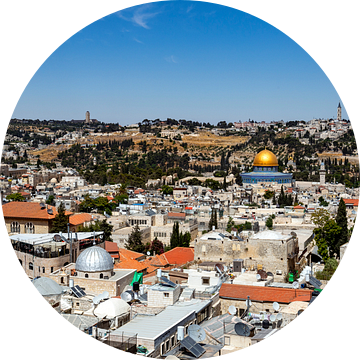 Panoramisch uitzicht op Jeruzalem in Israël, Midden-Oosten met de Dome of The Rock en de Olijfberg