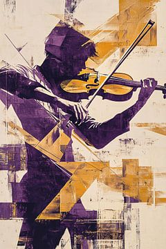 Abstracte muzikant met viool van Imperial Art House