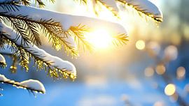 Cristaux de givre et rayons de soleil