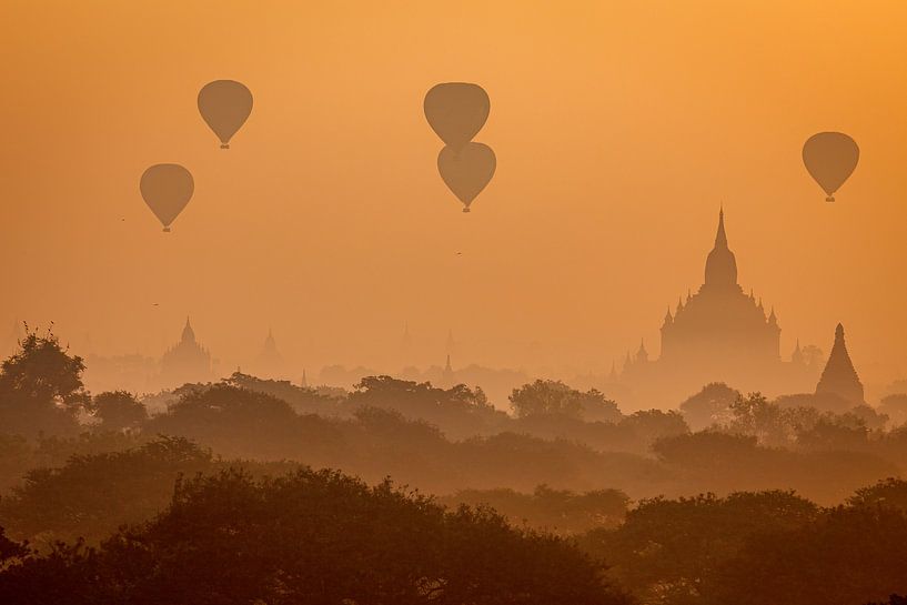 Hot air balloons over Bagan in Myanmar by Roland Brack