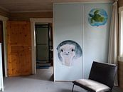 Klantfoto: De vrolijke struisvogel (grappig aquarel schilderij houtskool dieren vogel kinderkamer babykamer) van Natalie Bruns