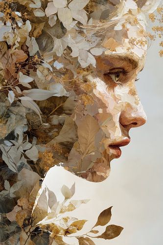 vrouw met bloemen abstract