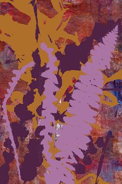 Natural living. Abstract Botanical Leaves Medley. Purple, ocher, terra by Dina Dankers
