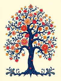 L'arbre de vie fantaisiste : Une célébration vibrante de l'art populaire de l'abondance et du renouvellement éternel de la nature sur Artistic