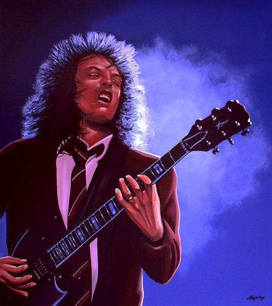 Angus Young of ACDC schilderij van Paul Meijering