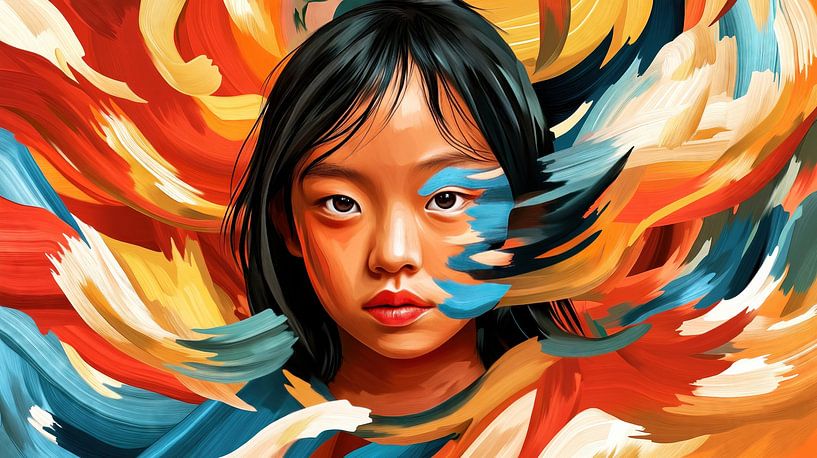 Melancholic portrait of a young woman by Frank Heinz