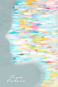 True Colors - Profil Frau in Farbe mit Text