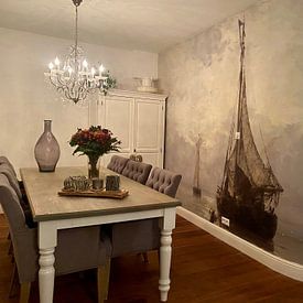 Customer photo: Painting Calm sea by artist Mesdag | Ships paintings, as wallpaper