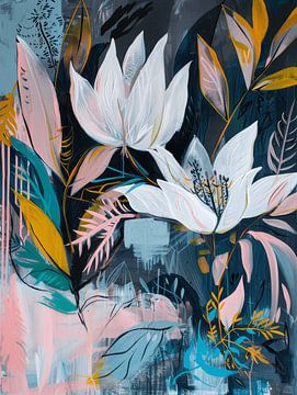 Abstrait botanique, coloré sur Japandi Art Studio