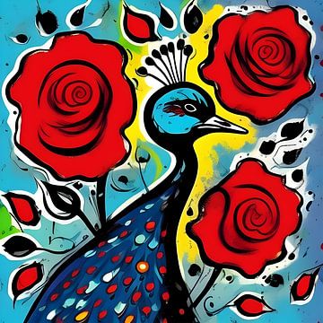 Peacock and Rose: An Enchanting Connection by The Art Kroep