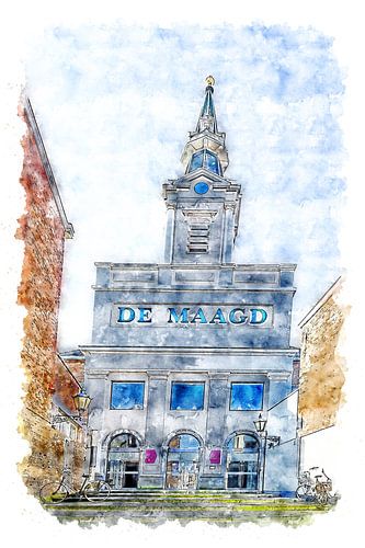 The Theatre The Virgin in Bergen op Zoom (watercolour)