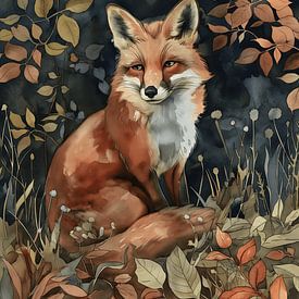 Fox in the forest by Uncoloredx12