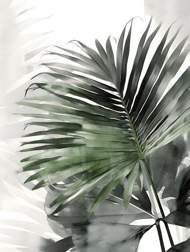 Palmblad en monstera blad in waterverf